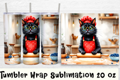 Funny Housewife cat Watercolor Sublimation Tumbler Wrap Product Image 1