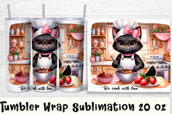 Funny Housewife cat Watercolor Sublimation Tumbler Wrap Product Image 1