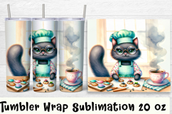 Funny Housewife cat Watercolor Sublimation Tumbler Wrap Product Image 1