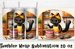 Funny Housewife cat Watercolor Sublimation Tumbler Wrap Product Image 1