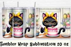 Funny Housewife cat Watercolor Sublimation Tumbler Wrap Product Image 1