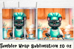 Funny Housewife cat Watercolor Sublimation Tumbler Wrap Product Image 1