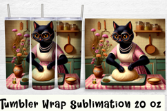 Funny Housewife cat Watercolor Sublimation Tumbler Wrap Product Image 1