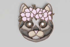Pet Portrait Laser Cut File - Floral Cat - Cat With Flowers Product Image 1