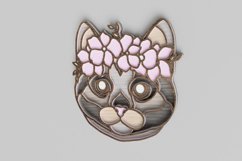Pet Portrait Laser Cut File - Floral Cat - Cat With Flowers Product Image 3