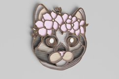 Pet Portrait Laser Cut File - Floral Cat - Cat With Flowers Product Image 4