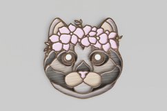 Pet Portrait Laser Cut File - Floral Cat - Cat With Flowers Product Image 2