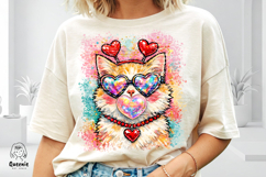 Valentines Tabby Cat Love Portrait Heart Shape Watercolor Product Image 2