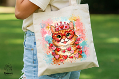 Valentines Tabby Cat Love Portrait Heart Shape Watercolor Product Image 5