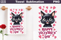 Cat Valentine Kitchen Towel | Valentines Day Towel Product Image 1
