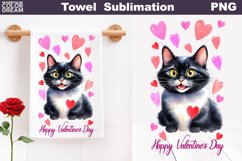 Cat Valentine Kitchen Towel | Valentines Day Towel Product Image 1