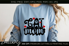 Cat Mom SVG Pet Love Heart SVG Paw Print SVG Mothers Day SVG Product Image 1