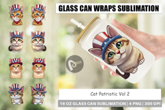 Glass Can Cat Patriotic Product Image 1