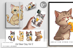 Digital Paper Cat Beer Day Product Image 1
