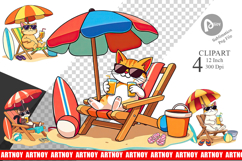 Summer Cat Clipart Product Image 1