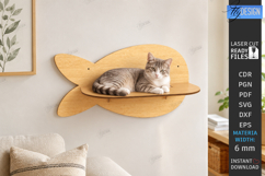 Cat Wall Shelf Laser Cut | Modern Cat Furniture | Pets SVG Product Image 1