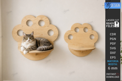 Cat Wall Shelf Laser Cut | Modern Cat Furniture | Pets SVG Product Image 1