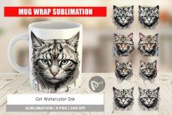 Mug Wrap Design Cat Watercolor Ink Product Image 1