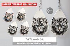Earring Teardrop Cat Watercolor Ink Product Image 1