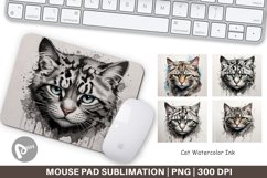 Mouse Pad Cat Watercolor Ink Product Image 1