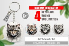 Keychain Cat Watercolor Ink Product Image 1