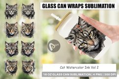 Glass Can Wraps Cat Watercolor Ink Product Image 1