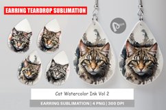 Earring Teardrop Cat Watercolor Ink Product Image 1