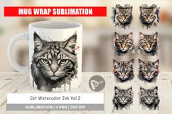 Mug Wrap Design Cat Watercolor Ink Product Image 1