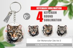 Keychain Cat Watercolor Ink Product Image 1