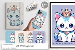 Digital Paper Cat Wearing Crown Product Image 1