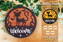 Creepy Cat Welcome Door Signs Laser Cut Sign Product Image 1