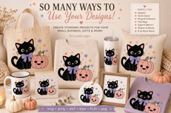 Cute Halloween Black Cat and Pumpkin SVG, Halloween Cat SVG Product Image 3