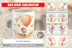 Mug sublimation design Cat With Balloon Product Image 1