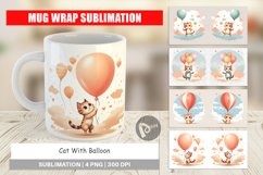 Mug sublimation design Cat With Balloon Product Image 1