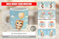 Mug sublimation design Cat With Balloon Product Image 1