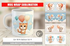 Mug sublimation design Cat With Balloon Product Image 1