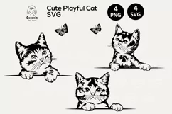 Peeking Cat SVG | Peeping Kitten PNG | Pet Illustration Product Image 1