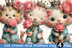 Cat With Crown And Mother's Day Rose clipart Product Image 1