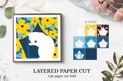 Cat with flowers svg / cat 3D shadow box Product Image 1