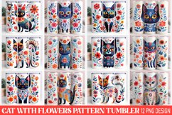 Cat with Flowers Pattern Sublimation Tumbler Design Product Image 1