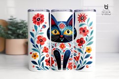 Cat with Flowers Pattern Sublimation Tumbler Design Product Image 11