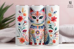 Cat with Flowers Pattern Sublimation Tumbler Design Product Image 2