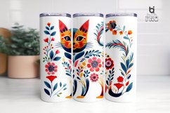 Cat with Flowers Pattern Sublimation Tumbler Design Product Image 3