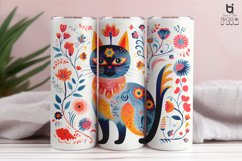 Cat with Flowers Pattern Sublimation Tumbler Design Product Image 4