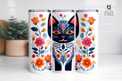 Cat with Flowers Pattern Sublimation Tumbler Design Product Image 5