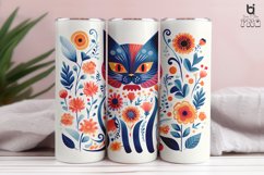 Cat with Flowers Pattern Sublimation Tumbler Design Product Image 6