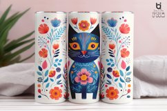 Cat with Flowers Pattern Sublimation Tumbler Design Product Image 8