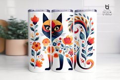 Cat with Flowers Pattern Sublimation Tumbler Design Product Image 9