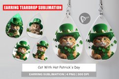 Earring Teardrop Cat With Hat Patrick&#039;s Day Product Image 1