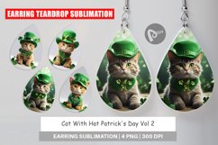Earring Teardrop Cat With Hat Patrick's Day Product Image 1